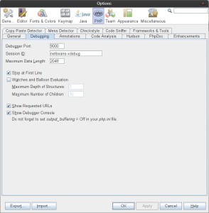 Netbeans config for php xdebug